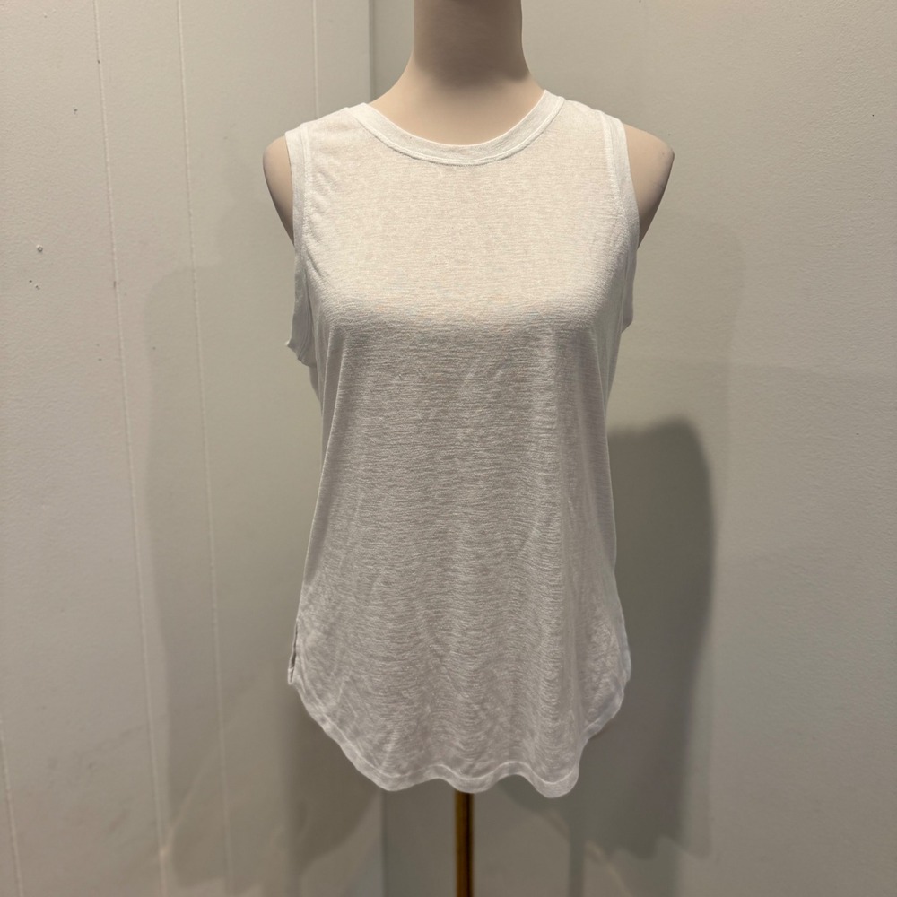 Athleta White Slub Knit Muscle Tank Top Essential | Size M